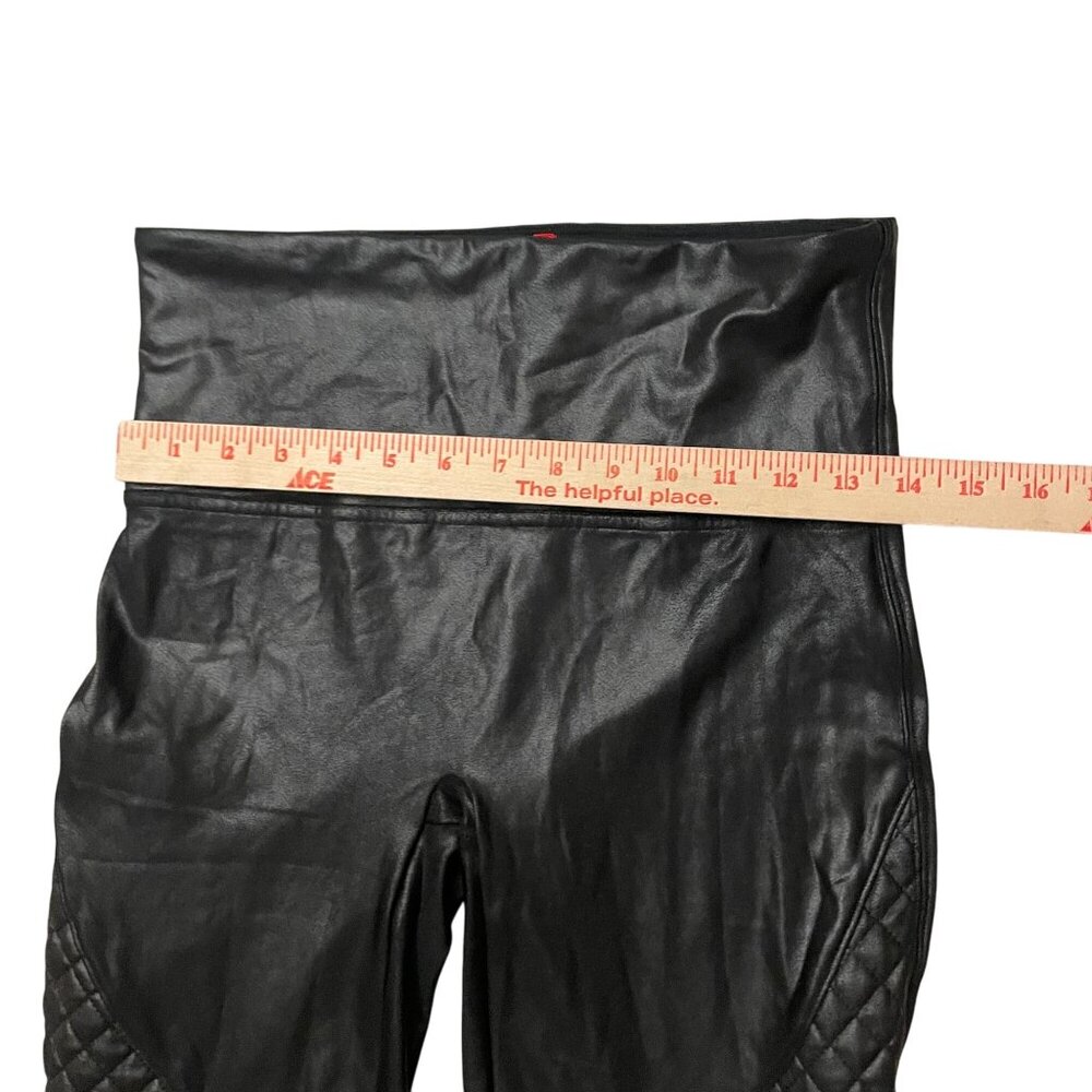 Spanx Quilted Faux Leather Shiny Moto Leggings Women's Size Large Black - Picture 9 of 13